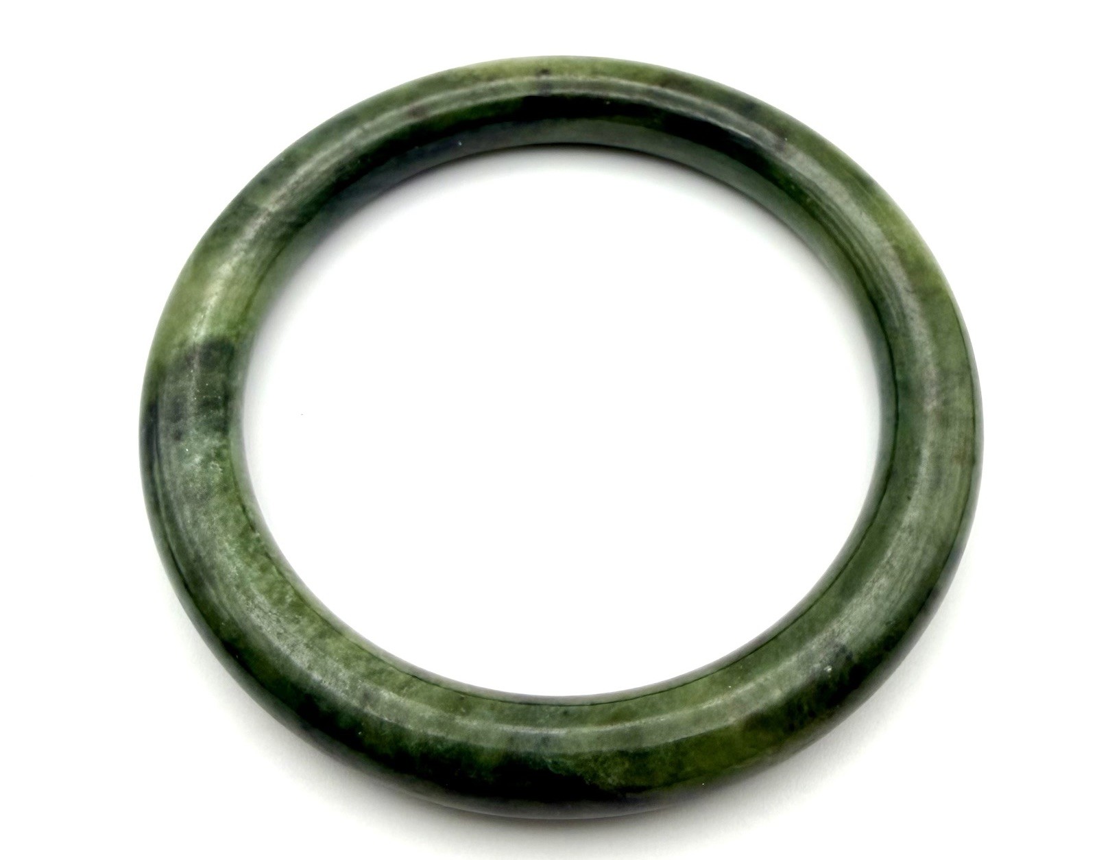 Vintage Natural Jade Bangle Bracelet Dark Green Presidium Tested 49g Size 7.25