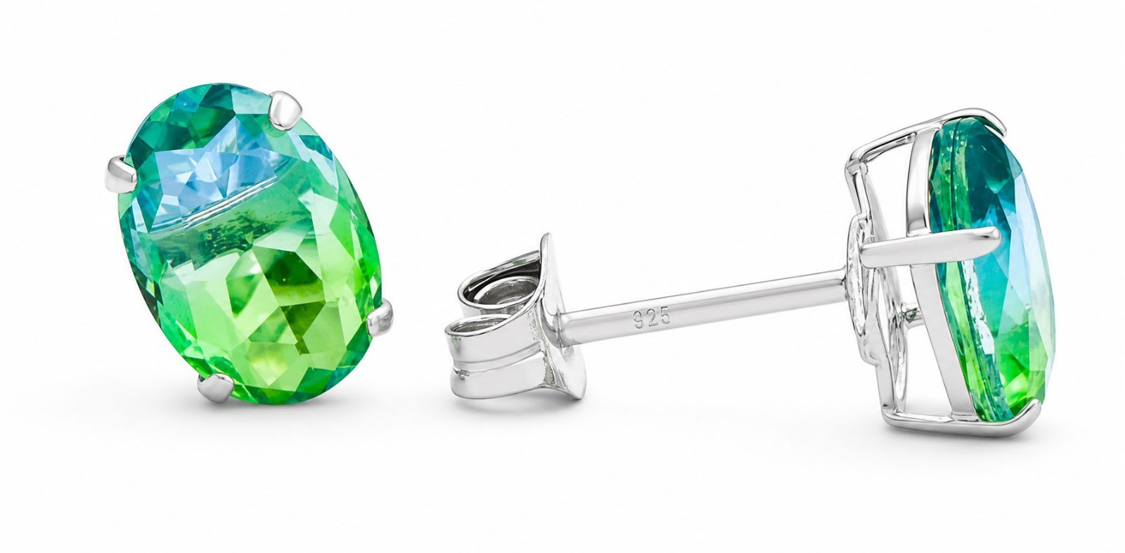 GENUINE 1.82 Cts GREEN FLUORITE STUD EARRINGS 14K GOLD – Free Appraisal Service