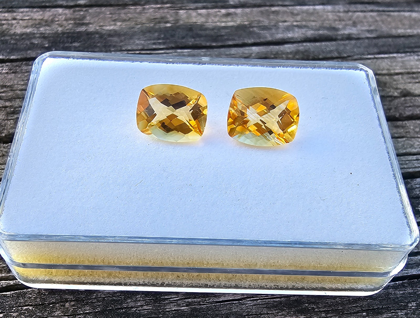 Citrine Pair Of 10.8mm Cushion Loose Stones