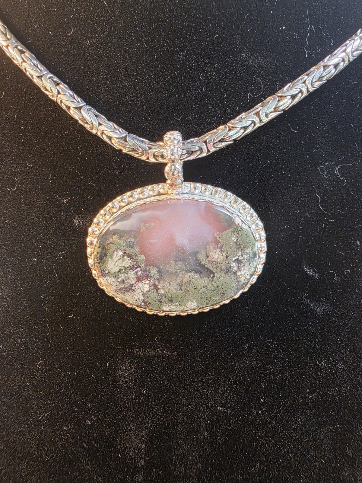 Handmade Scenic Picture Agate Pendant – .925 Sterling Silver | One-of-a-Kind