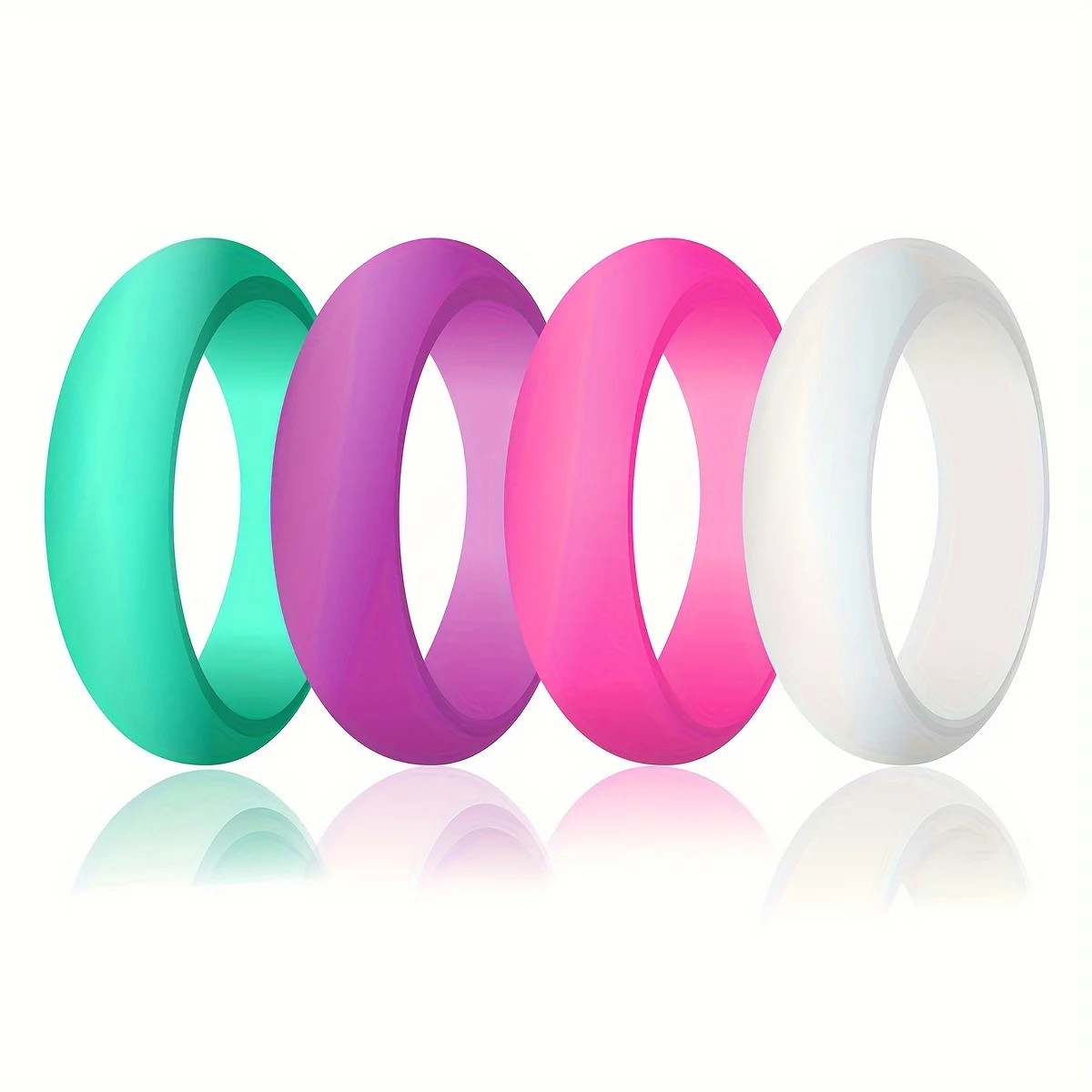 10 Pack Colorful Silicone Rings Women 5.5mm Wide Rubber Wedding Bands Sports