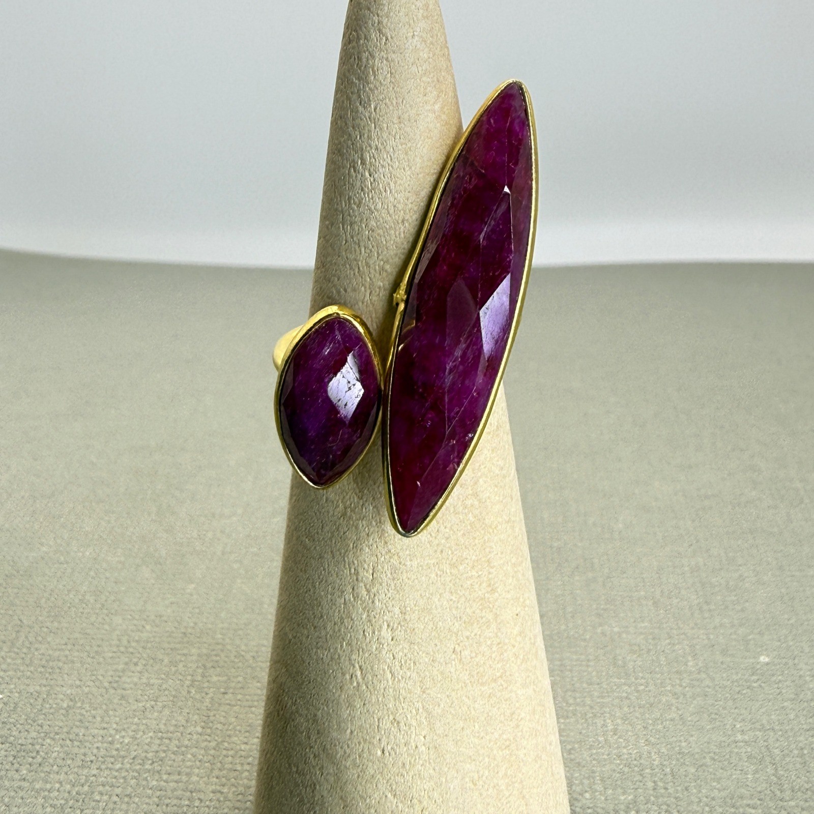 Gold Vermeil Sterling Silver Double Marquise Bypass Statement Ring