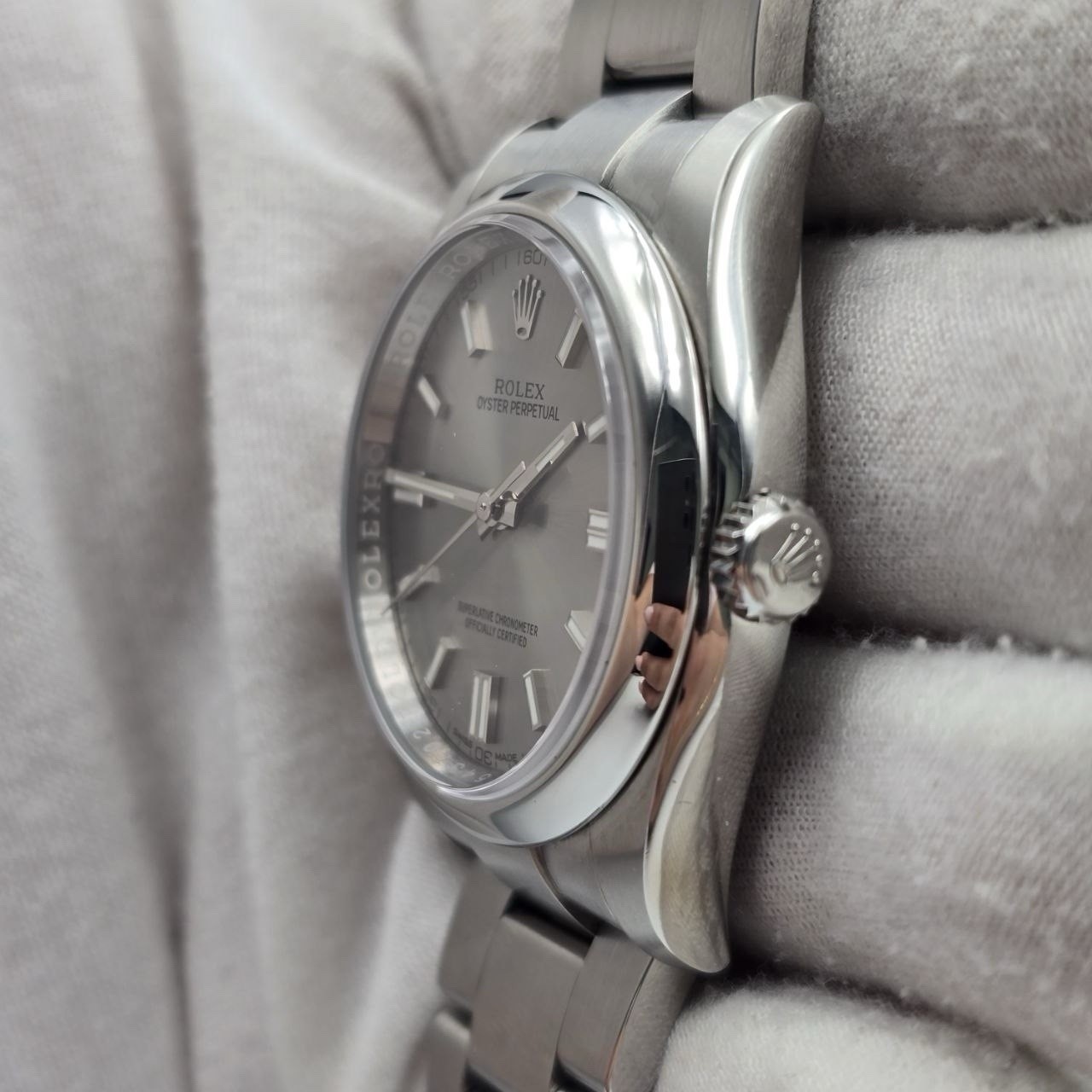 2019 PAPERS Rolex Oyster Perpetual Silver Stick Dial Steel 36mm 116000 BOX