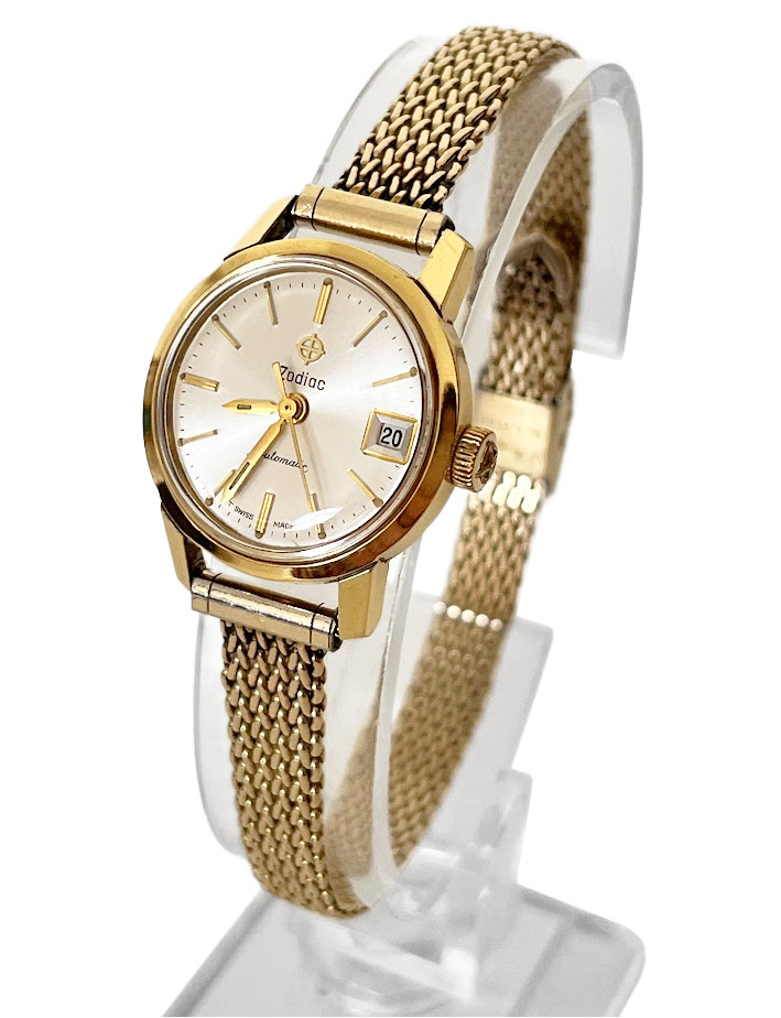 Vintage 1960s Zodiac Champagne Ladies Gold Filled Automatic Swiss Watch