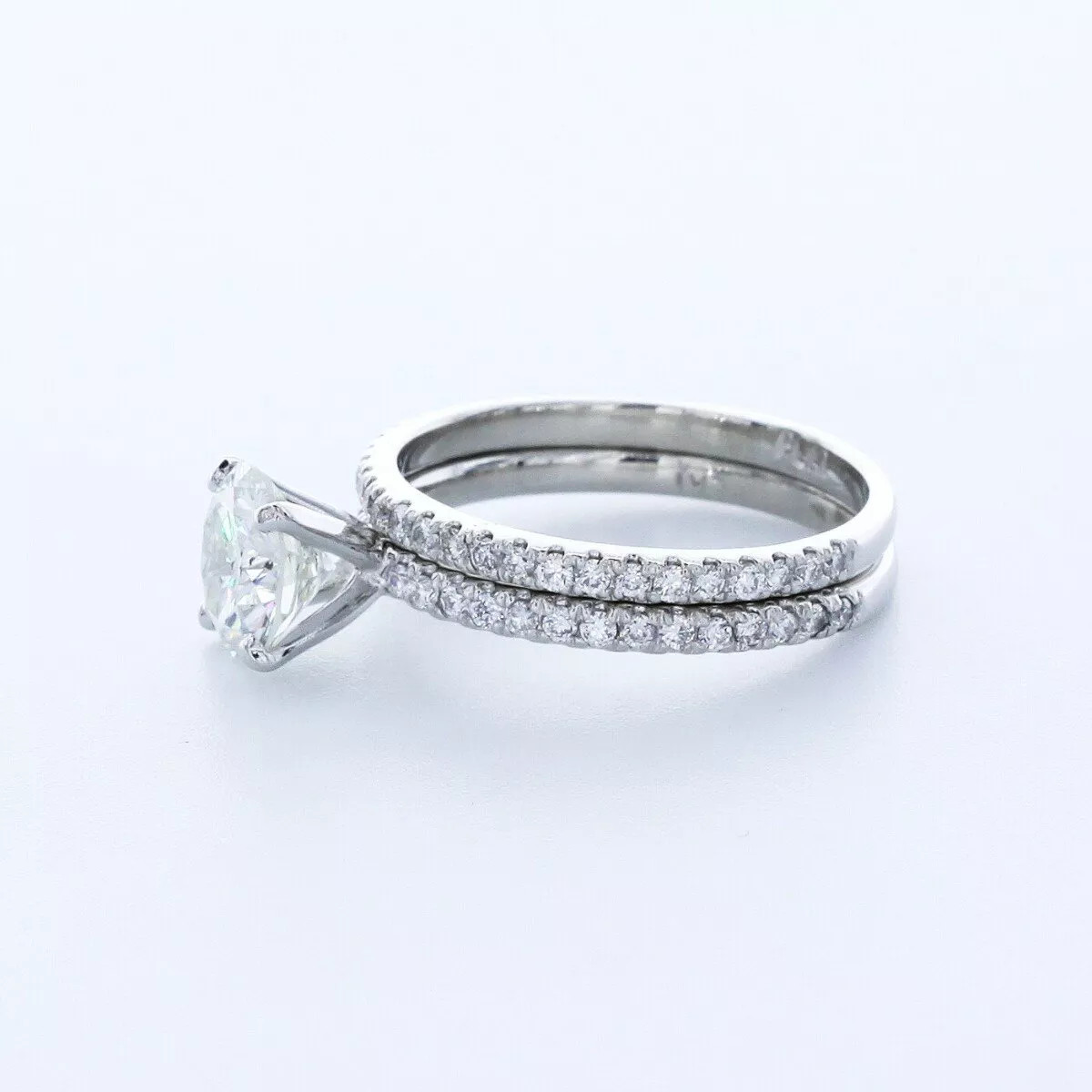 Engagement Ring Set Platinum Petite 2.15 Carat Round Lab-Grown Diamond H VS2