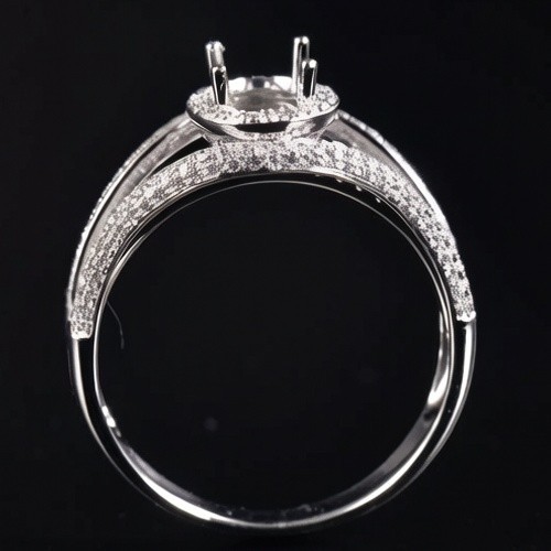 Solid 14K White Gold Ring Settings Lab Created Diamond Semi Mount Prong Oval 9×7