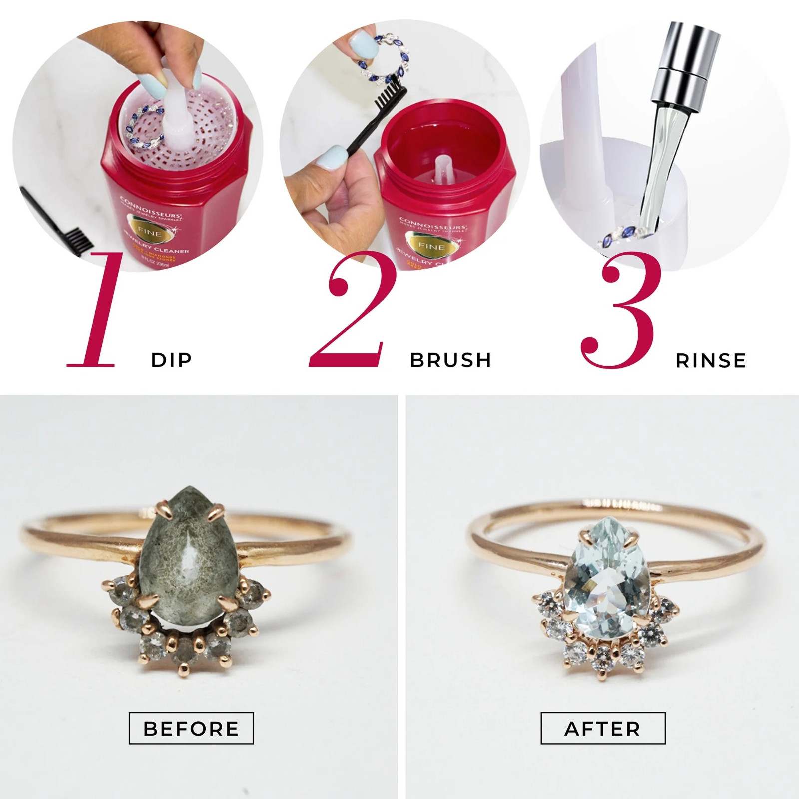 Connoisseurs Fine Jewelry Cleaner For Cleaning Gold, Platinum, Diamonds