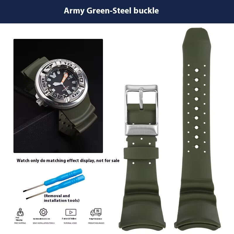Strap For CITIZEN PROMASTER BJ8050-08E EcoZilla BJ8050 Rubber Dive Watch Band