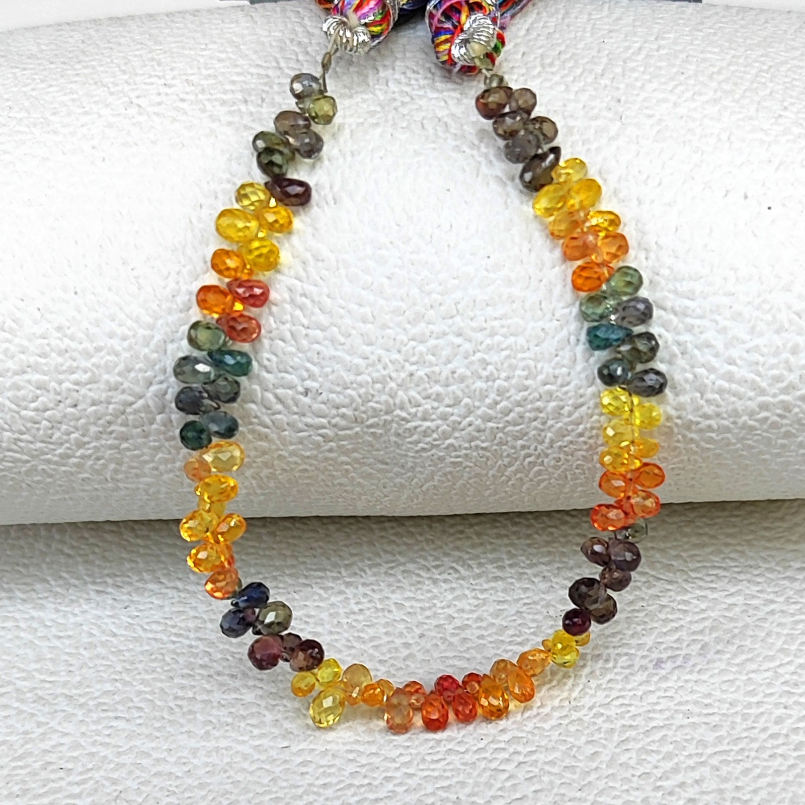Rainbow Sapphire 4x3mm Faceted Drop Shape Gemstone Beads 5.5 Inch Strand