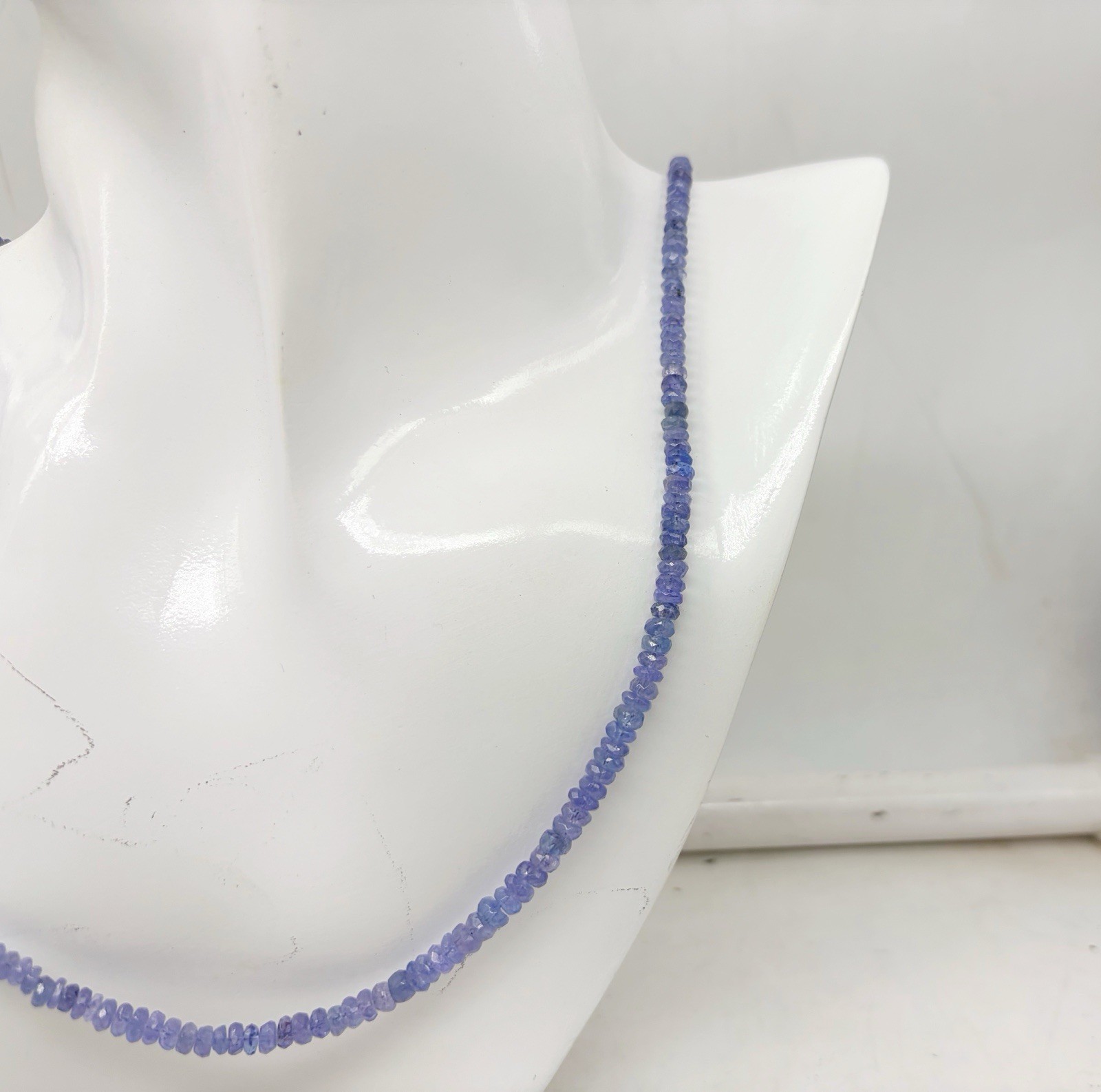 Natural Tanzanite Necklace 20” 4–5mm Faceted Gold Plated Clasp