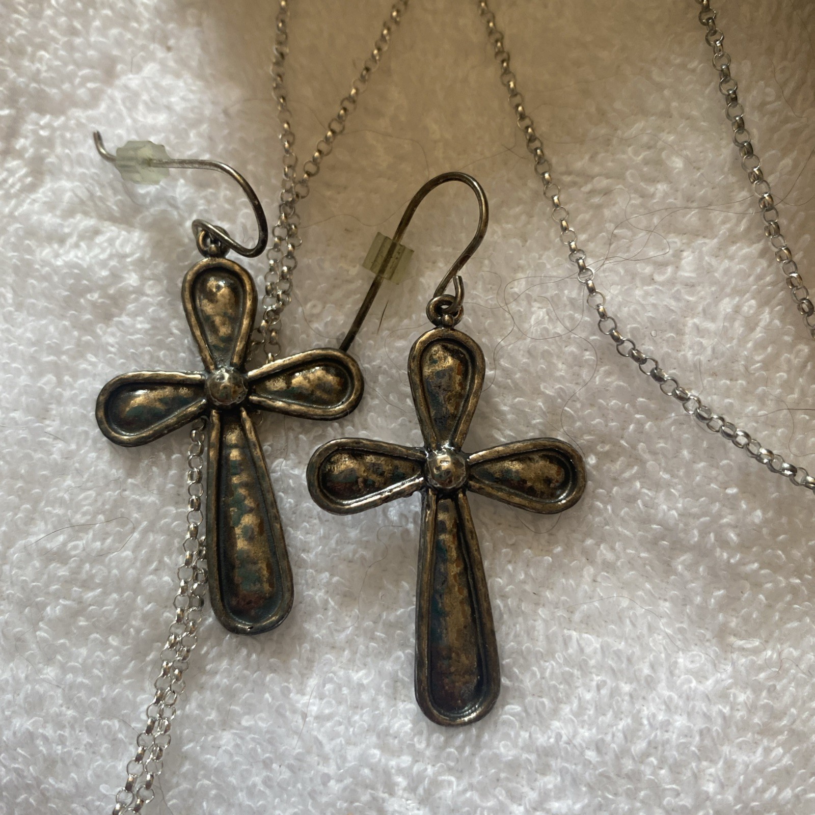 PAZ CREATIONS, PZ-Sterling Silver Hammered Texture Cross set -BRAND NEW