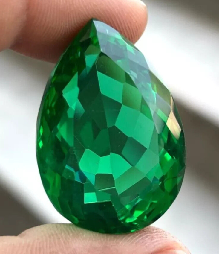AAA+ Large Green Emerald 97.20 Ct. Pear Cut Loose Gemstone Ring for Gift Women