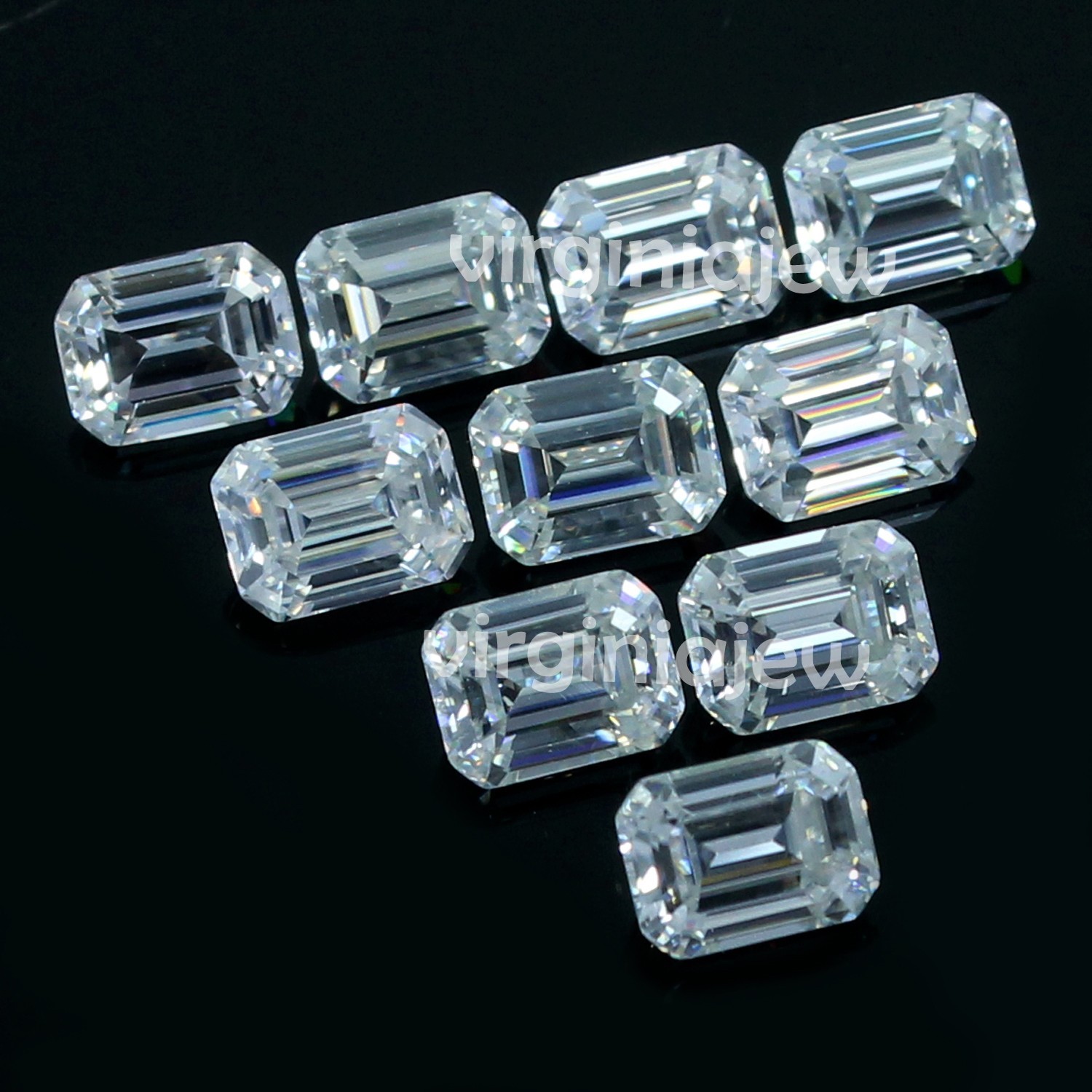 Natural D Color VVS1 Excellent Cut 3.5×4.5 MM Emerald White Diamond 10 Pcs Lot