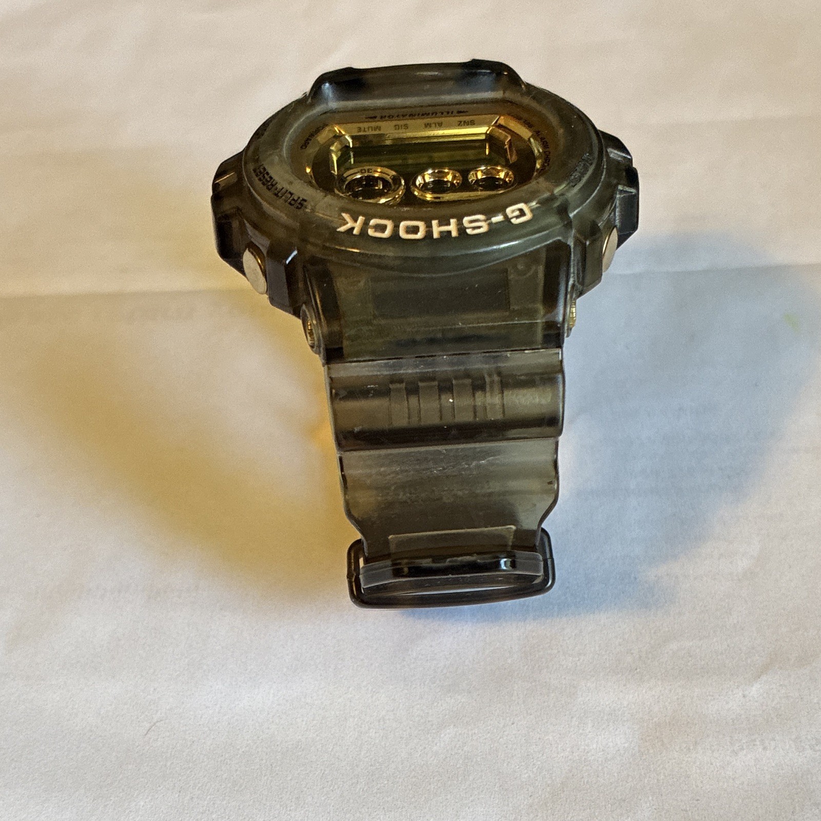 Casio G-SHOCK Digital Quartz Watch Alarm Chronograph, Clear/Gray Resin 200m