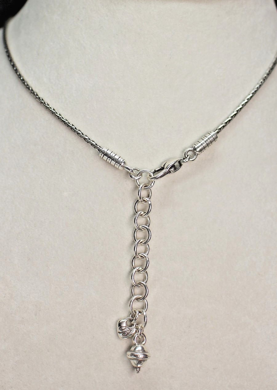 BRIGHTON Reversible Brown and Black with Silver Scroll HEART Pendant Necklace