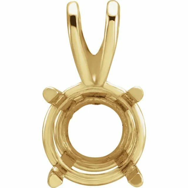 14K Yellow Gold Round Pre-Notched Pendant Setting Solitaire Mount 2.5mm-10.5mm