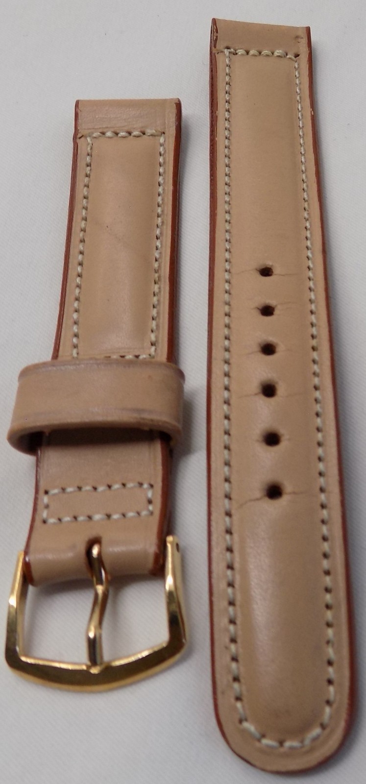 Omega NOS Vintage 16mm 5/8″ Watch Band Cream Beige Brown Edge Padded Strap