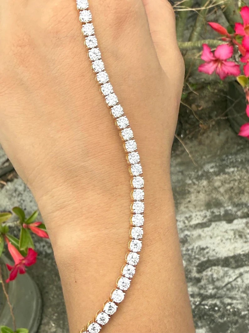 10Ct Round Cut Lab Created Diamond Tennis Bracelet 14k Yellow Gold Plated