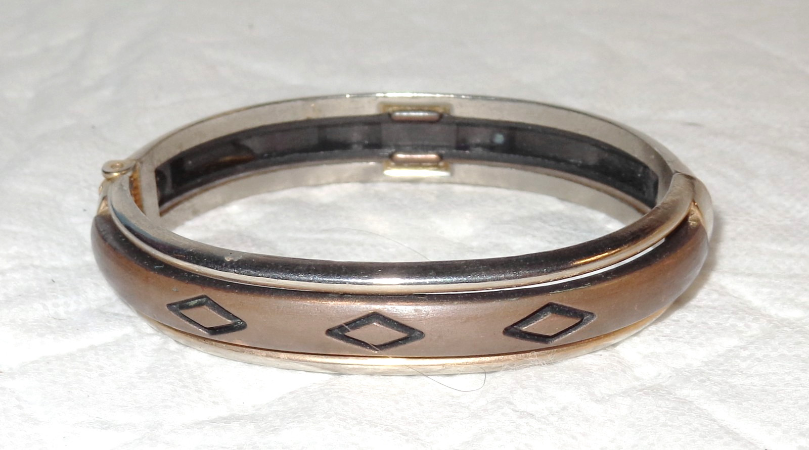 Vintage CLAMPER BANGLE BRACELETS LEATHER , ENAMEL 1980s