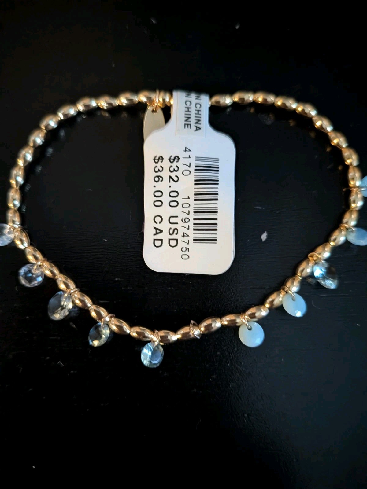 Anthropologie Goldtone Small Floating Crystal Bracelet NEW-1 Crystal Missing