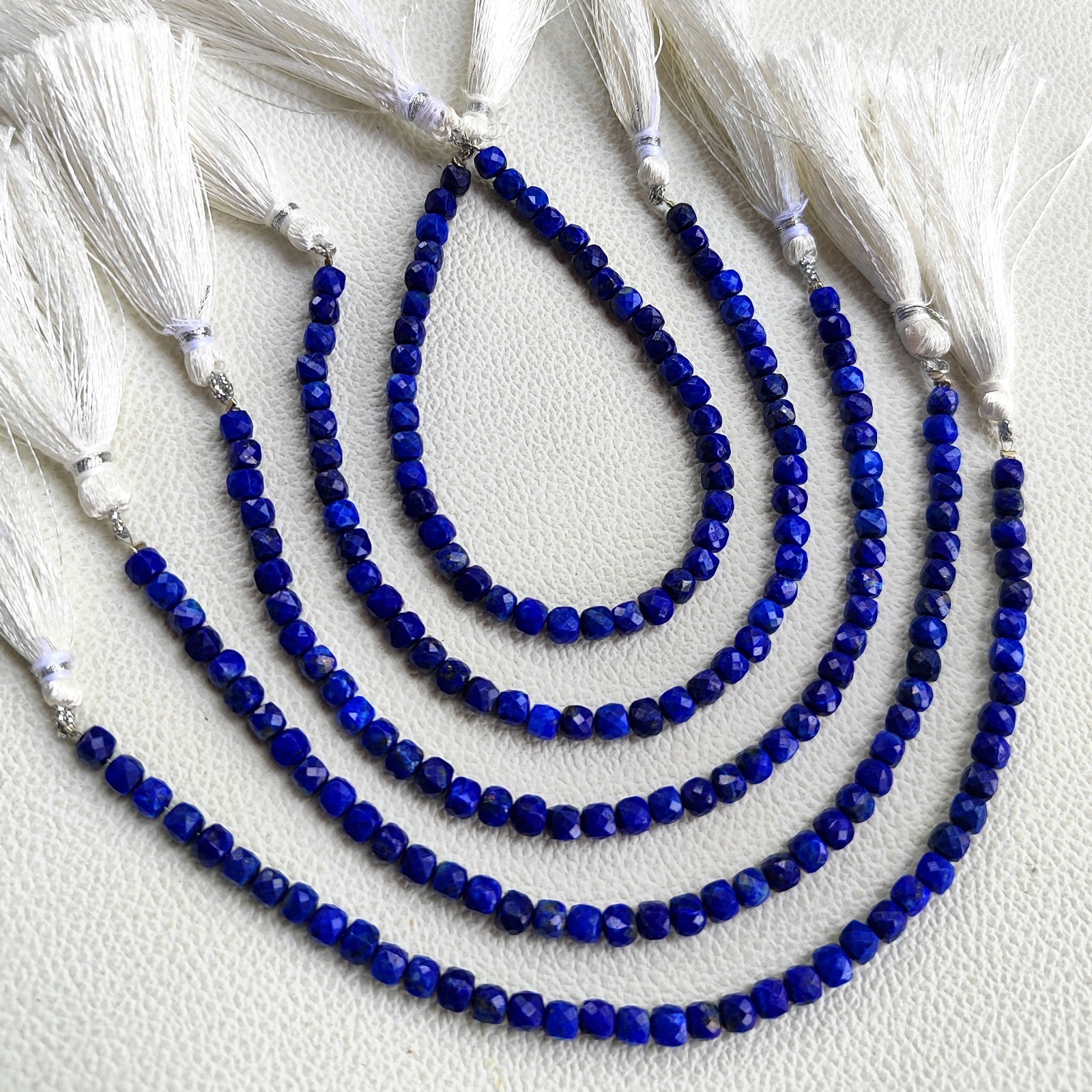 Natural Lapis Lazuli 5mm Faceted Cube Beads 7″ Strand Afghanistan Blue Gemstone