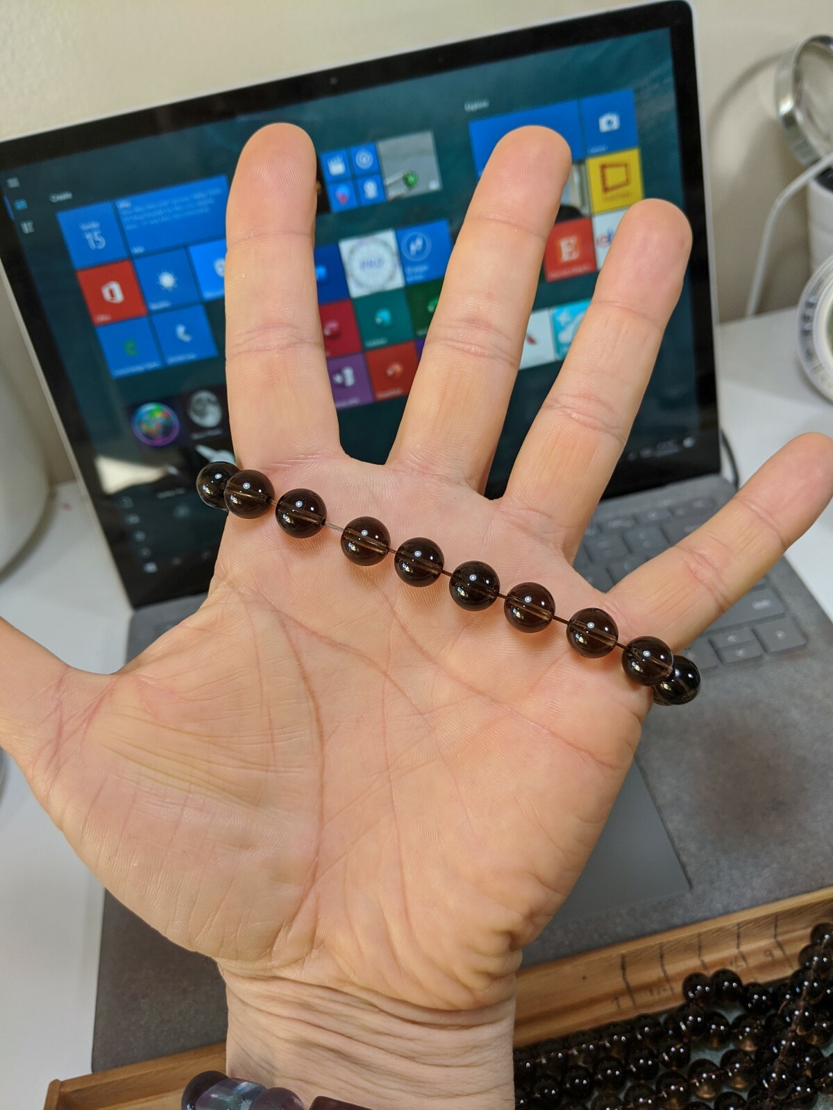 Champagne Brown Smoky Quartz Bead Bracelet Men Stretch 10mm 7, 7.5, 8, or 8.5 in