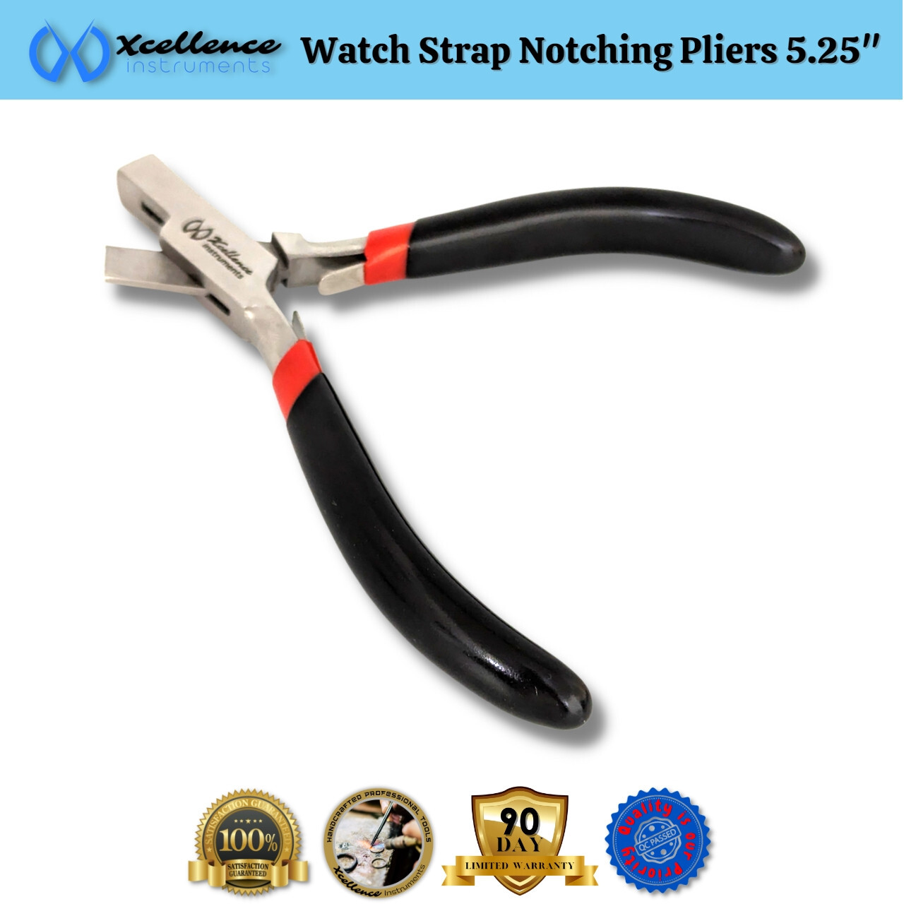 Xcellence Leather & Rubber Watch Strap Notching Pliers Repair Tools 5.25″ Black