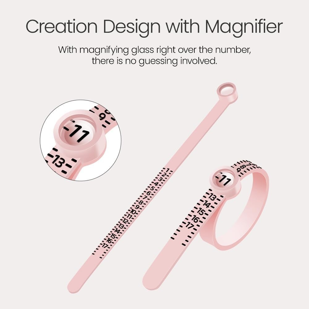 Portable Magnifying Ring Sizing Tool in Pink – Ideal for All Finger Sizes