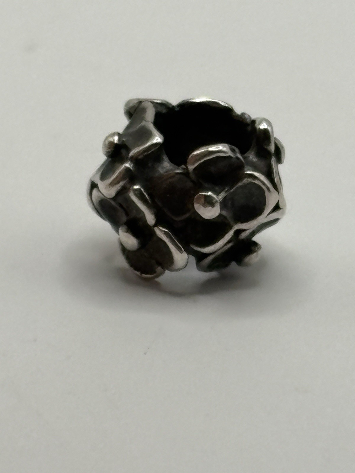 Authentic Trollbeads, Retired Hydrangea Sterling Silver Bead