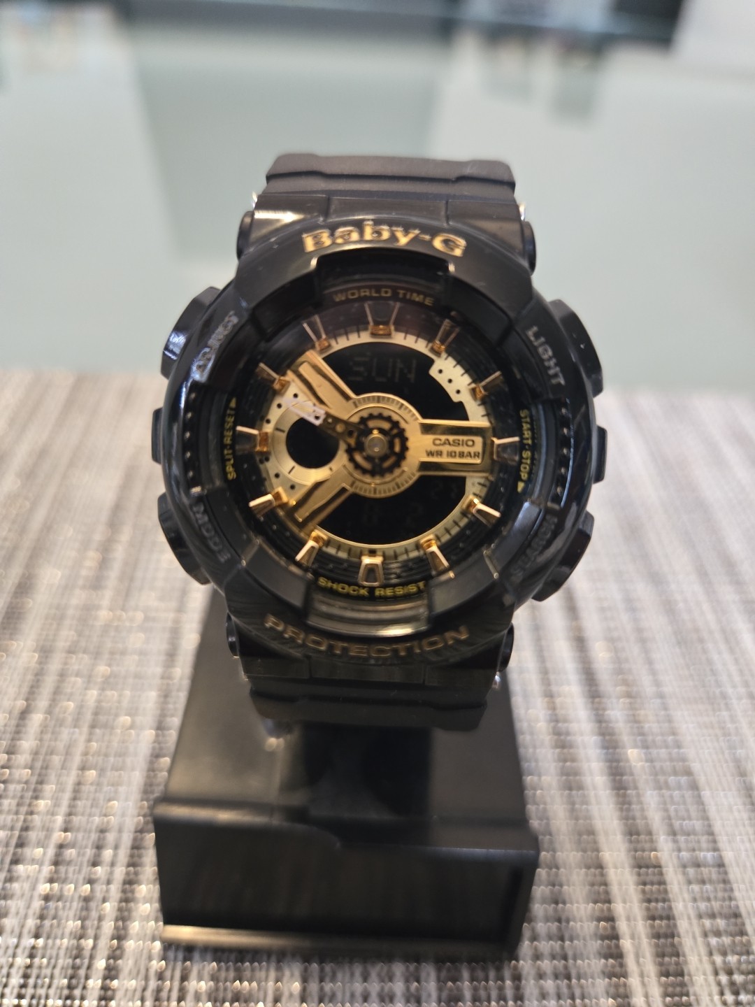 CASIO BABY G BA 110 1AJF BA 110 Series Glossy Black Gold with Nato Strap