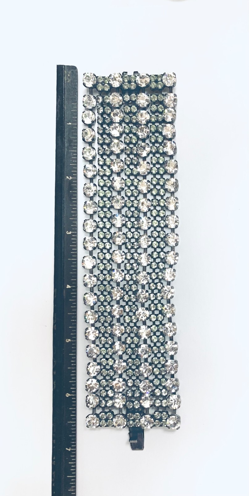Vintage Wide Rhinestone Chain Bar Connected Bracelet