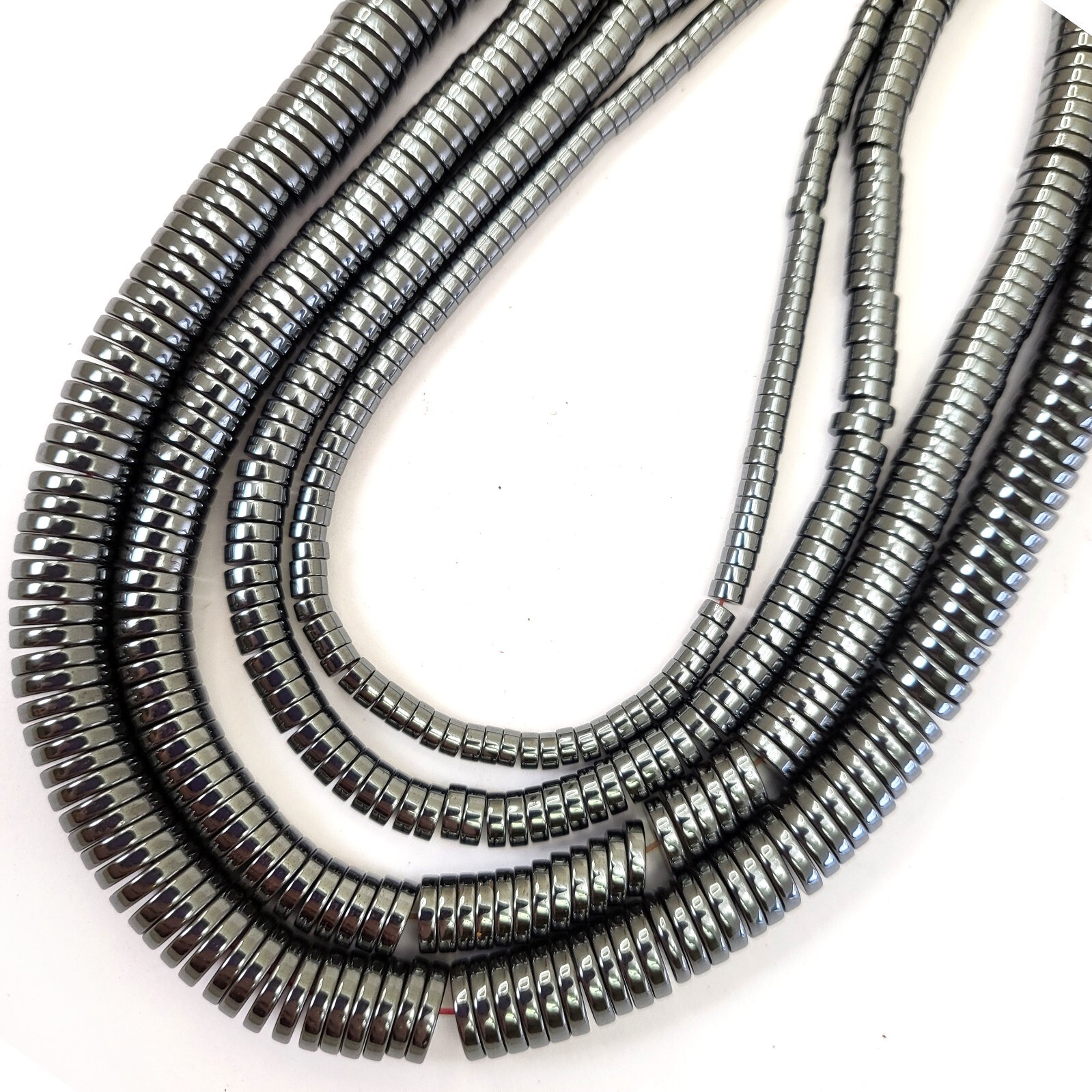 Shiny Jet Black Hematite Heishi Loose Bead 15″ strand 4mm 6mm 8mm 10mm Beading