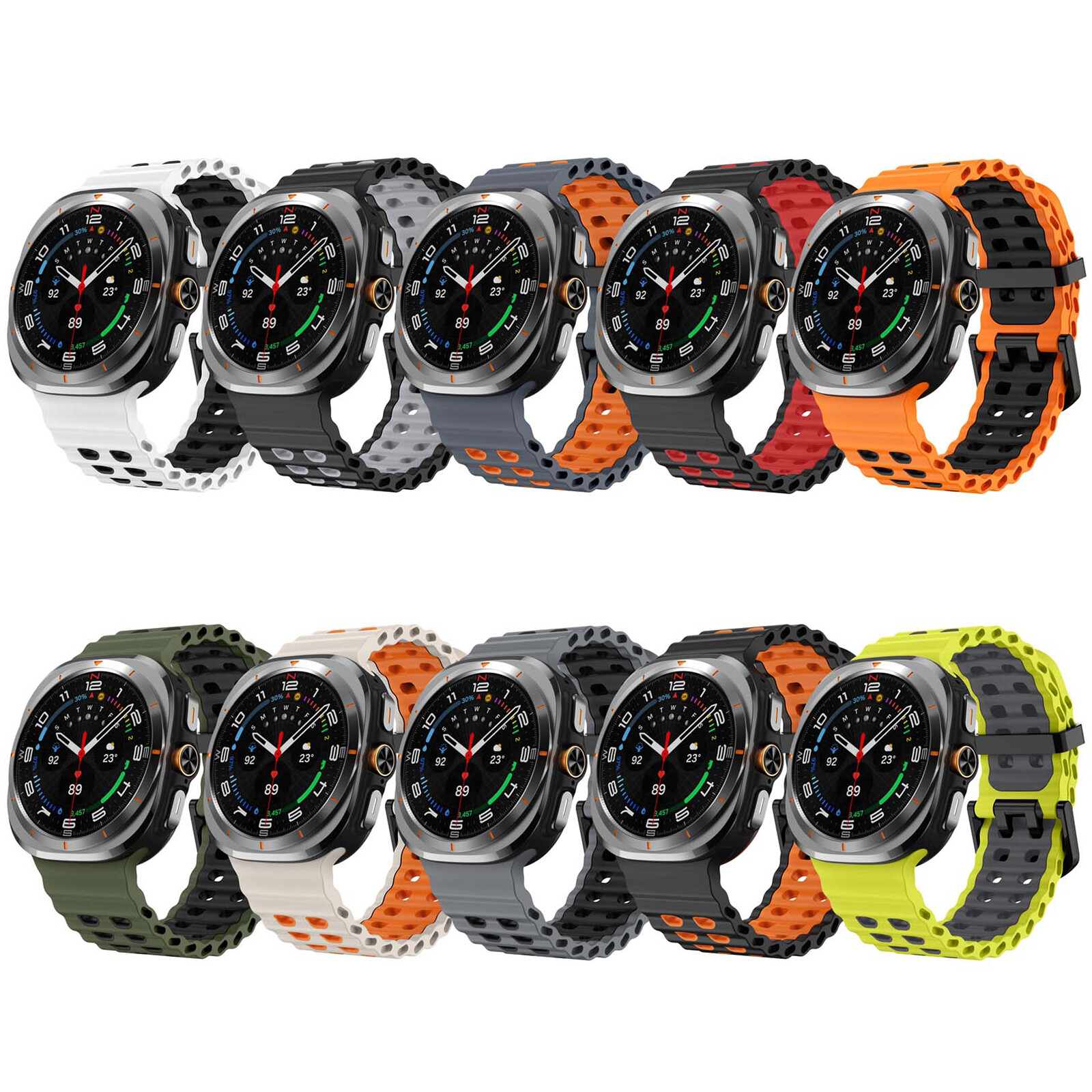 Soft Silicone Waterproof Sport Band For Samsung Galaxy Watch 7 Ultra Band 47mm