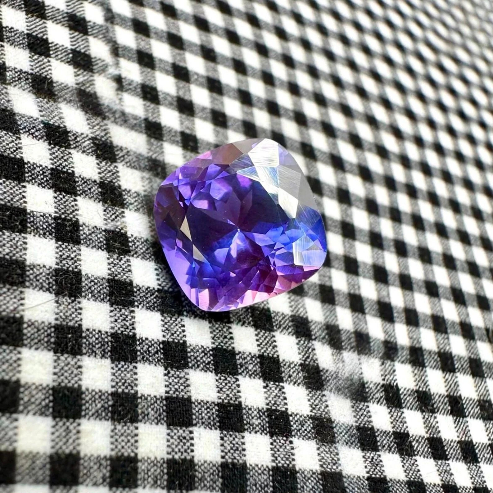 GIE Certified Natural Blue Purple Sapphire 11.66 Ct Cushion Cut Loose Gemstone A
