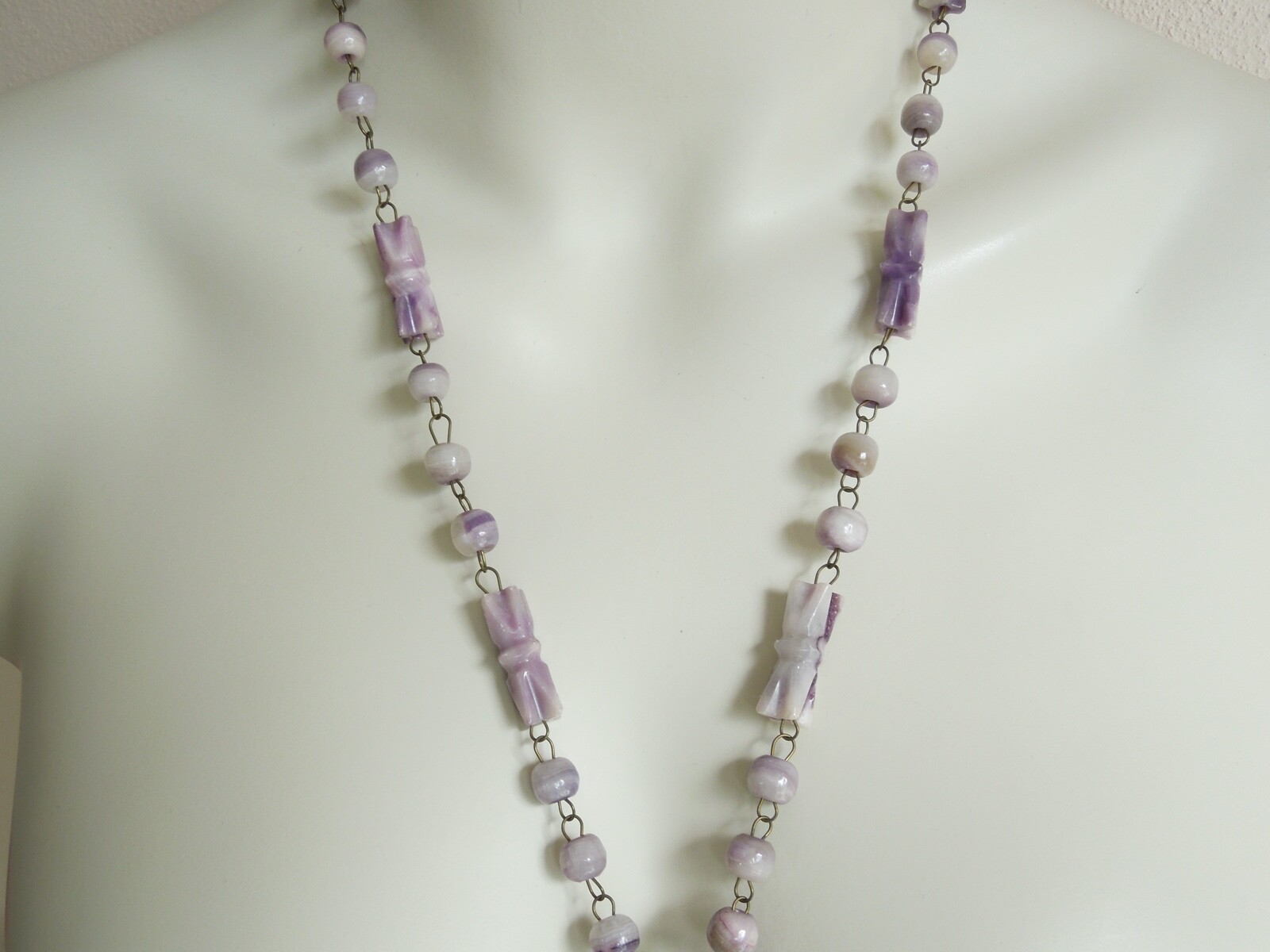 Vintage Necklace With Amethyst And Carved Pendant (Face) 67.1 G/65.5 CM