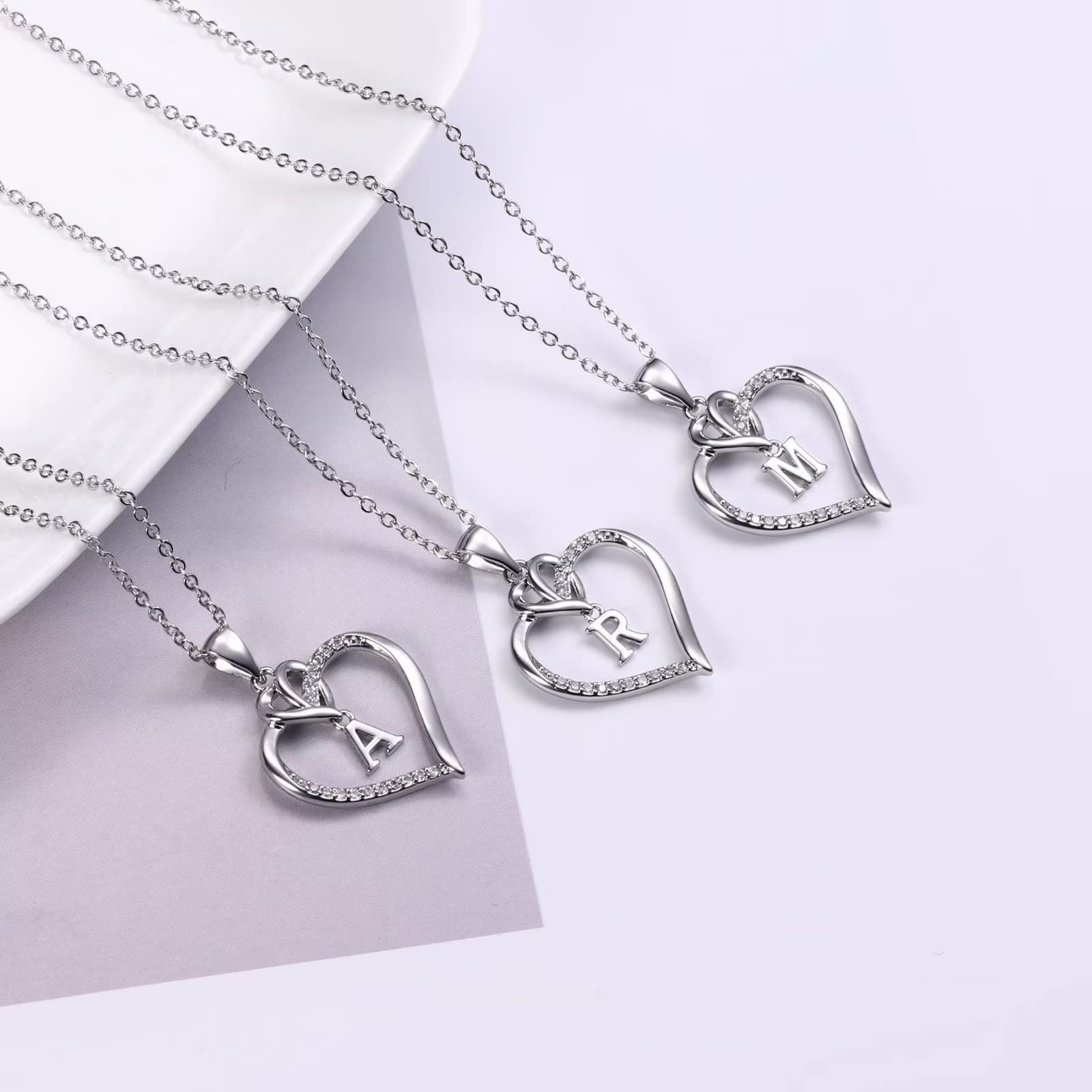 Personalized Heart Initial Necklace, 14K Gold-Plated A-Z Jewelry Gift for Women
