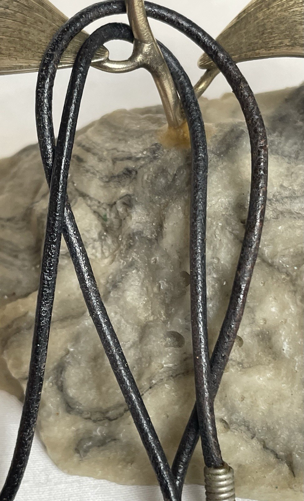 Vtg Real Silver Ceramic Beads Necklace 16” Multicolor Black Leather Cord