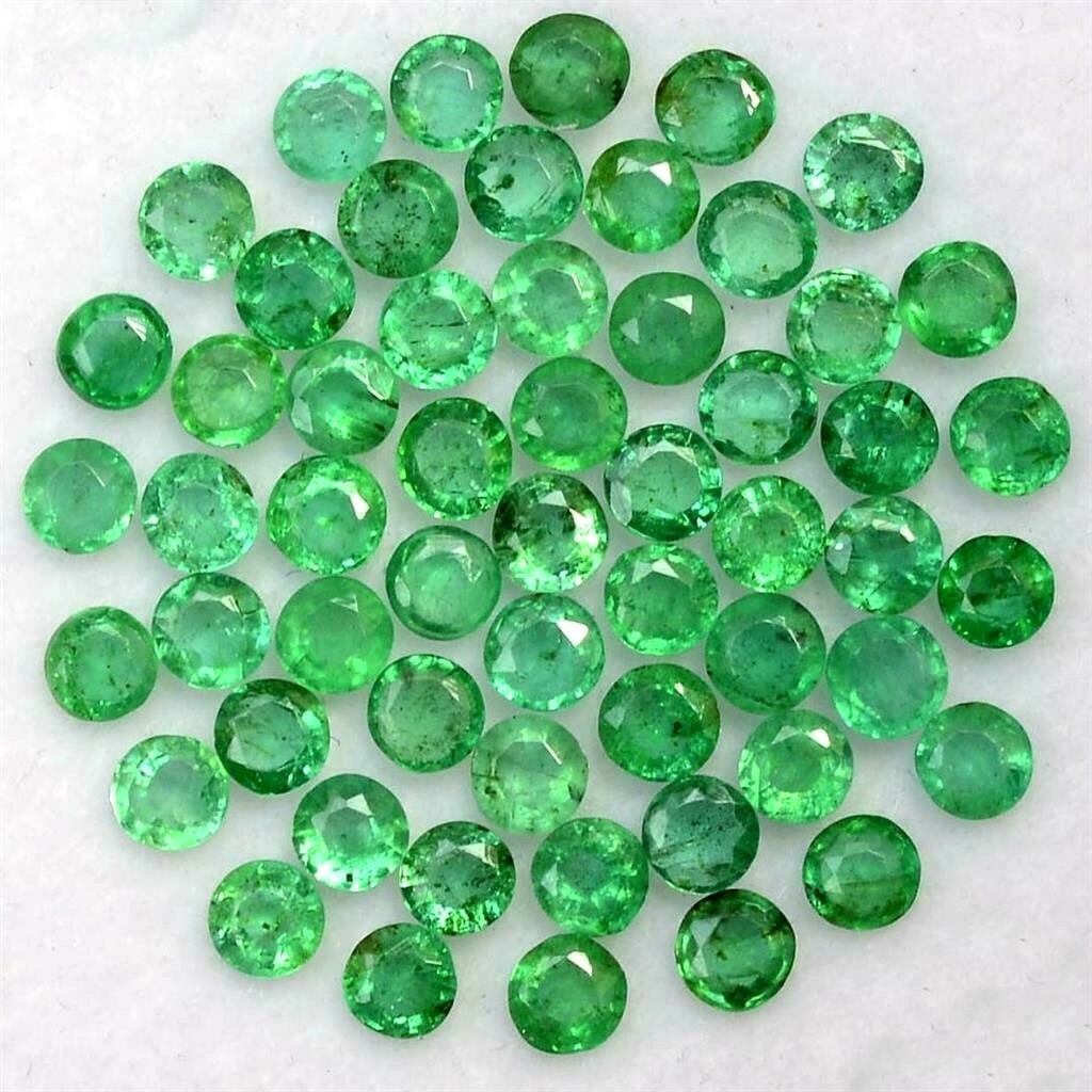 Wholesale Lot 2mm to 3mm Round Facet Zambian Emerald Loose Calibrated Gemstone