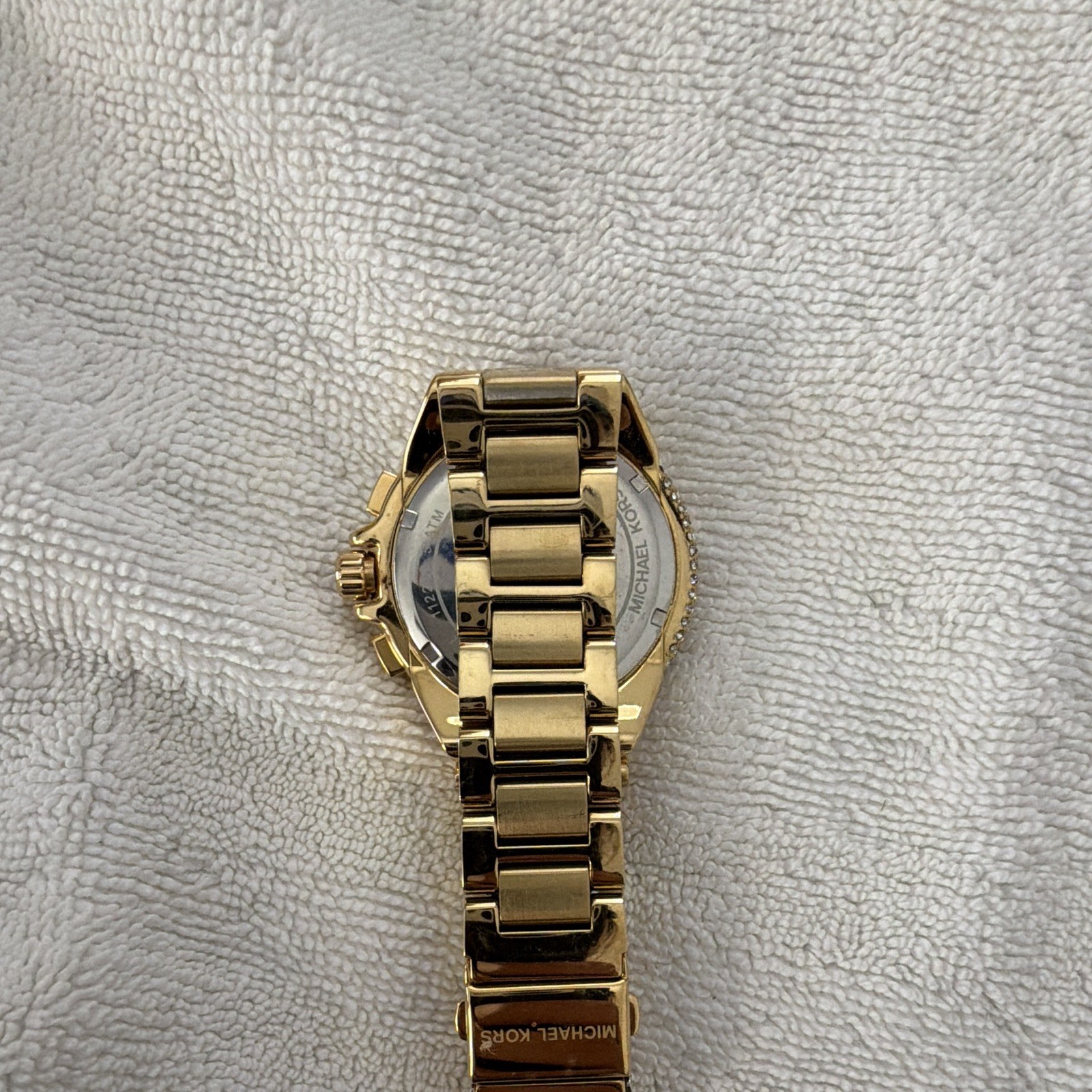 Michael Kors Parker Gold-Tone Quartz Crystal Bezel White Dial Date Watch