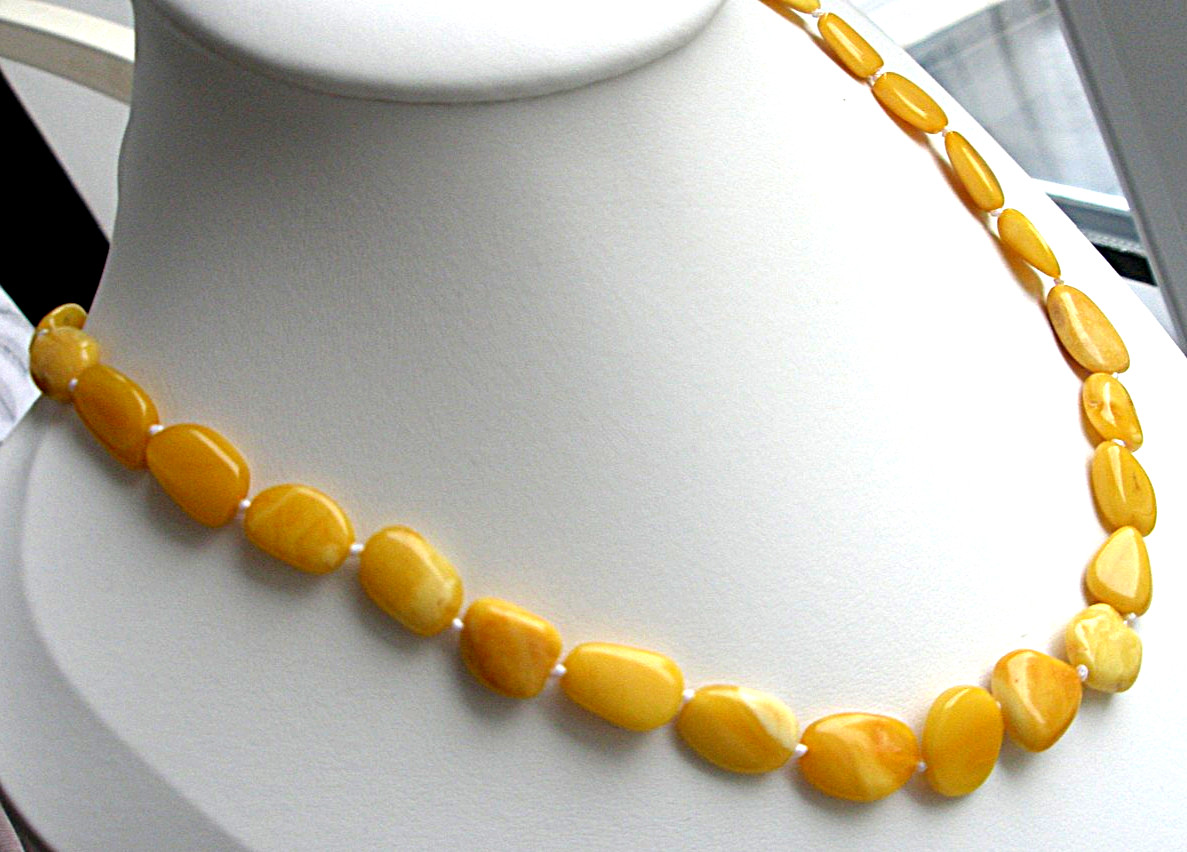 Genuine Baltic Amber Necklace Polished Egg Yolk Butterscotch 45 cm – 17.7 inch