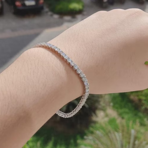 Engagement Beautiful Tennis Bracelet Round Cut Natural Diamond 14k White Gold