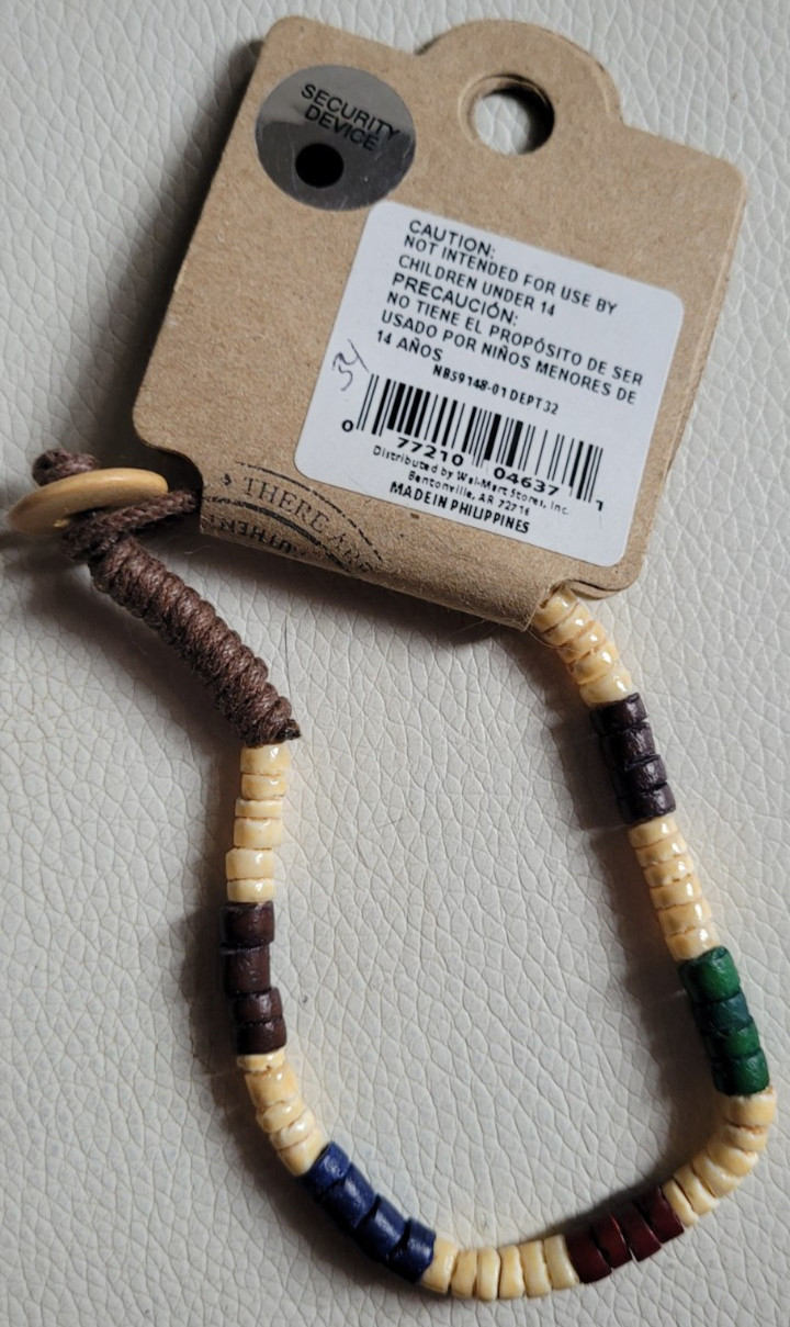 NWT No Boundaries Bracelet Nylon Beads Brown Red Green Blue Outer Banks Cute