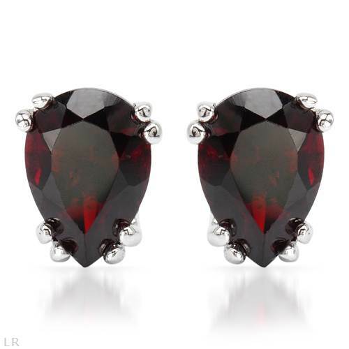 1.90 CARAT PEAR SHAPE 6MMX7MM GARNET STUD EARRINGS IN 925 STERLING SILVER