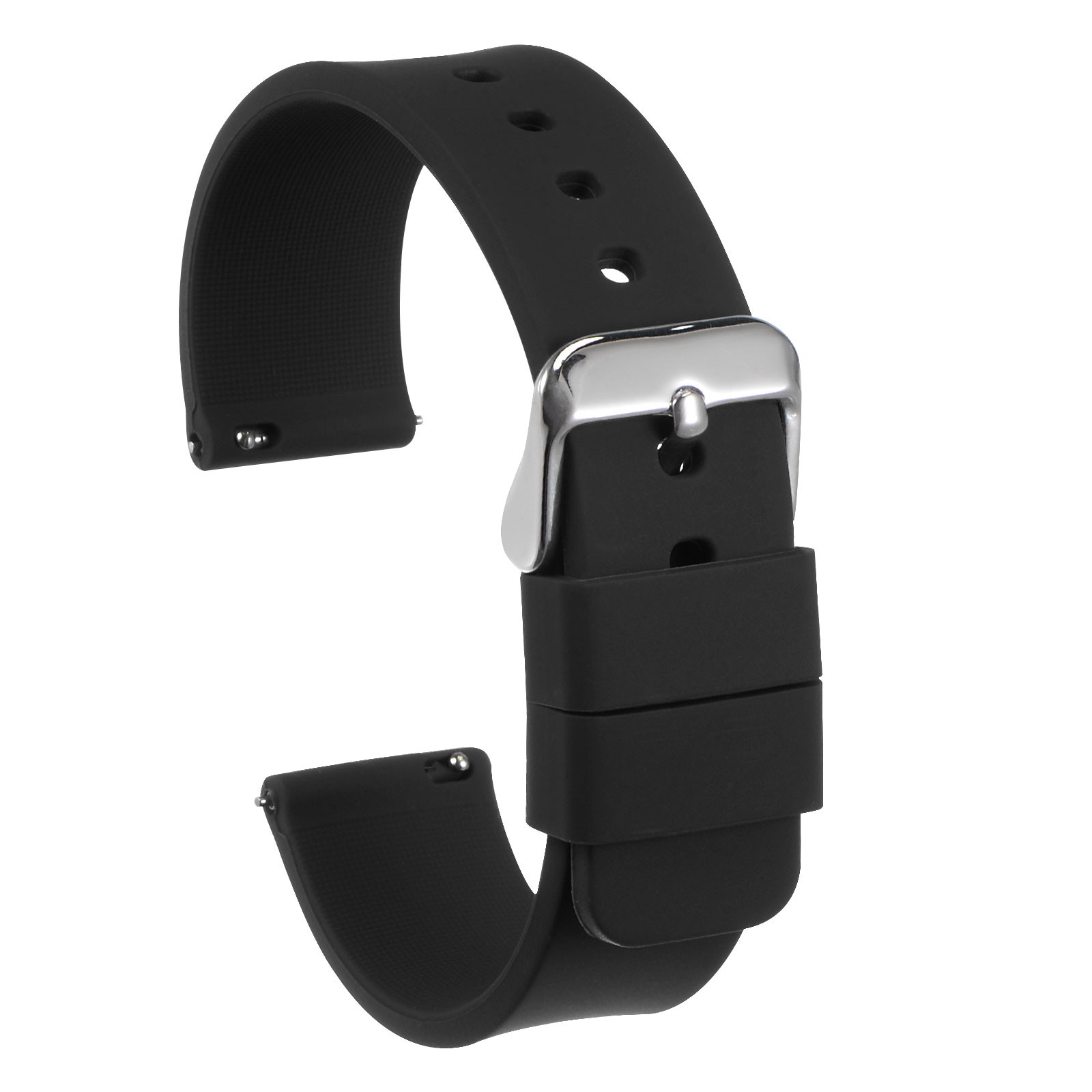 Silicone Watch Band 14mm Quick Release Soft Rubber Watch Strap Black