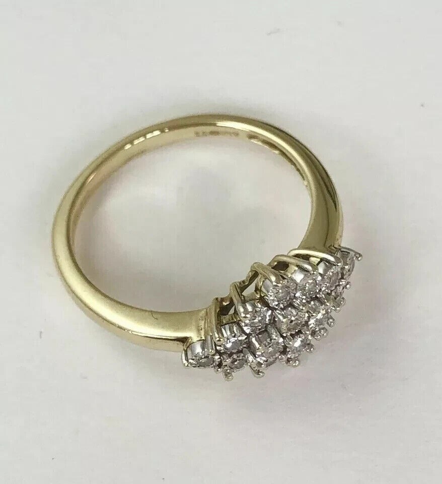 Round Cut 0.24 CT EF VSSI Lab Grown Diamond Women’s Cluster Ring 14K Yellow Gold