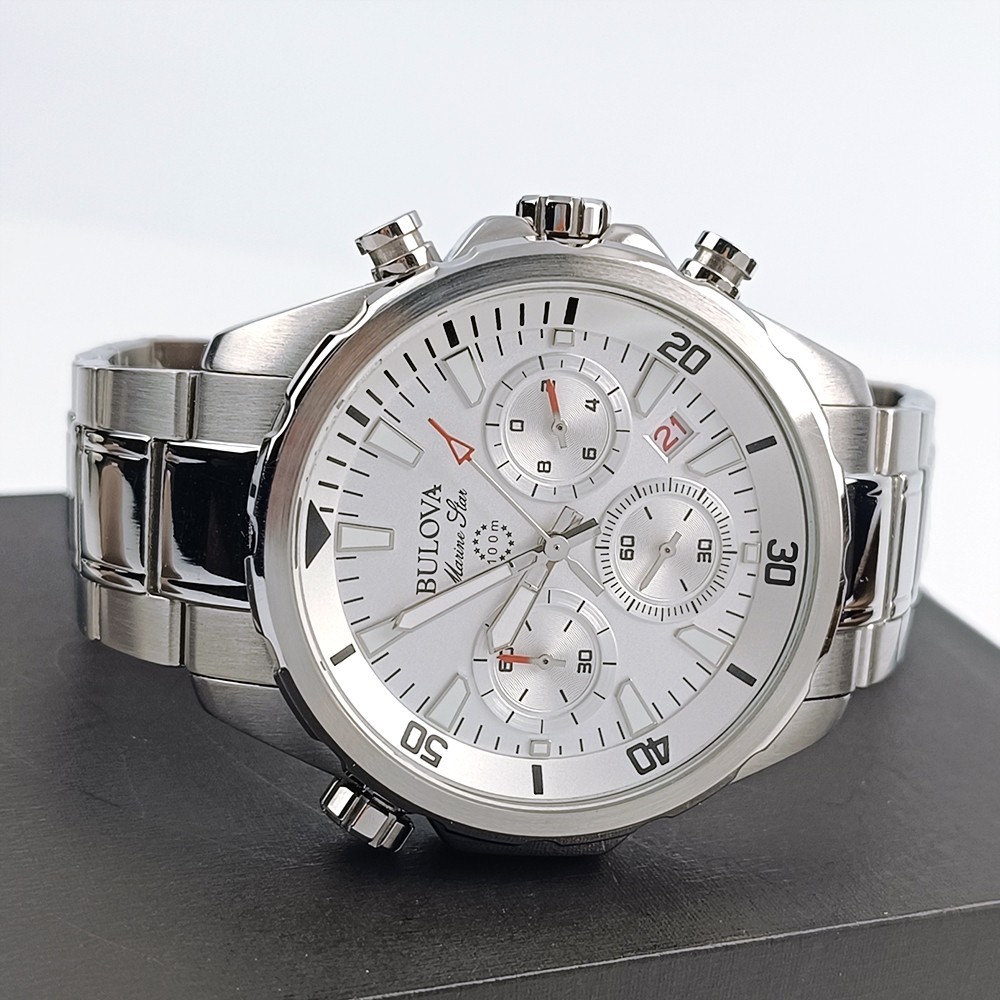 Bulova Marine Star 96B255 White Dial Stainless Chronograph Men’s Quartz Watch