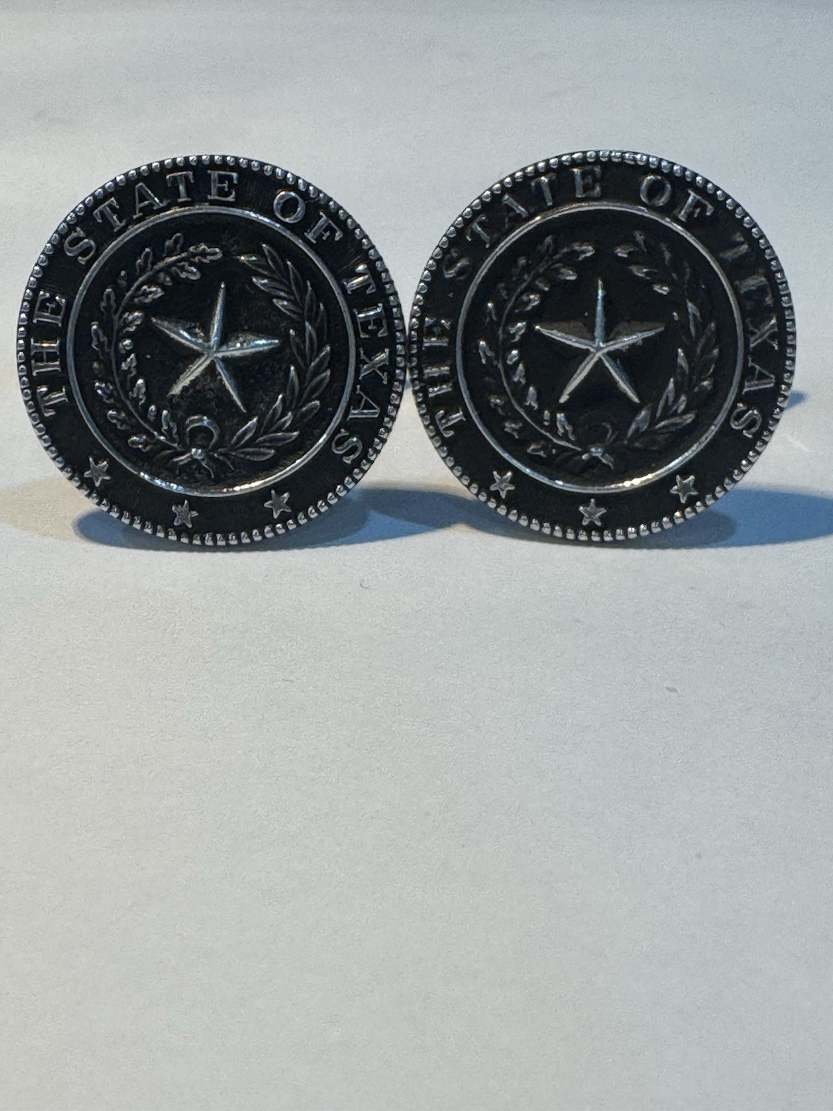 Vintage Sterling Silver State Seal Of Texas Cufflinks Lone Star Western Mens