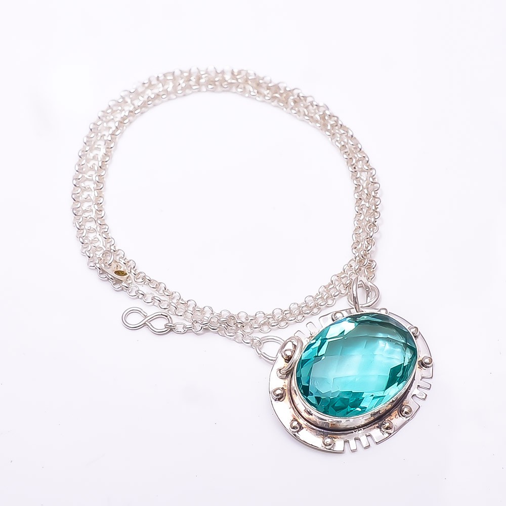 Apatite 925 Sterling Silver Chain Pendant 19-23″ C1 Gift for her, Christmas Gift