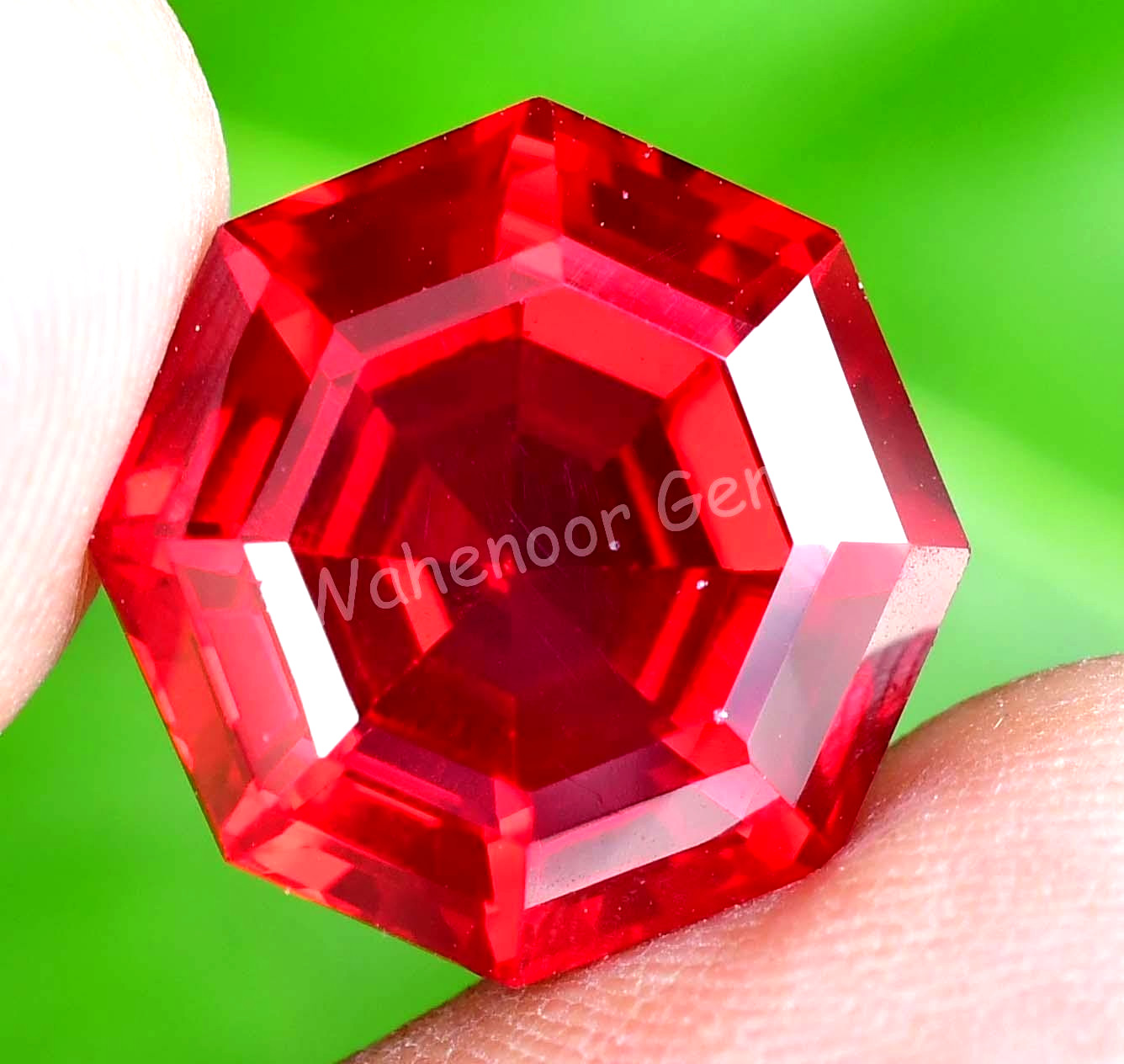 20.00 Ct Natural Blood Red Ruby Hexagon Certified Mozambique Stunning Gemstone