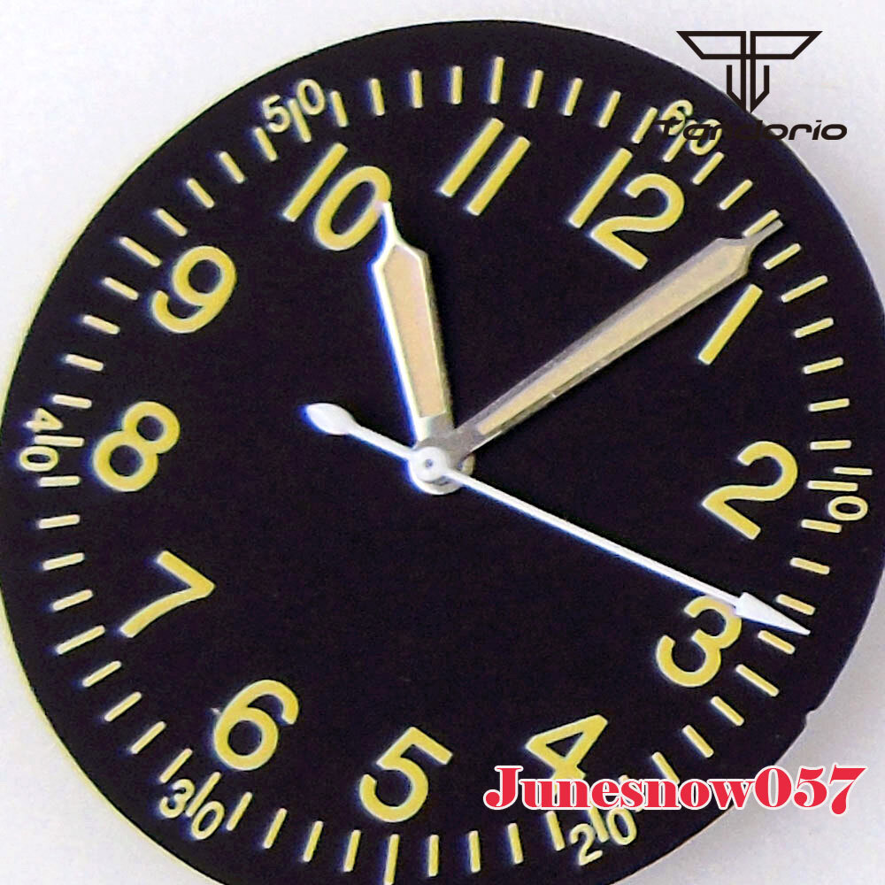 Tandorio 33.5MM Black/Yellow/White Watch Dial Fit NH35 NH36 SKX ETA2824 Movement